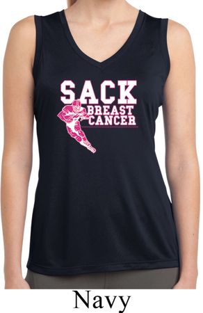 Sack Breast Cancer Ladies Sleeveless Moisture Wicking Shirt