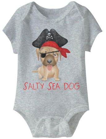 Salty Sea Dog Funny Baby Romper Athletic Heather Infant Babies Creeper