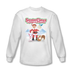 Santa Clause Shirt Animal Friends Long Sleeve White Tee T-Shirt