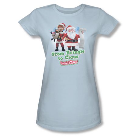 Santa Clause Shirt Juniors From Kringle Light Blue T-Shirt