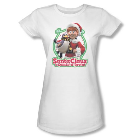 Santa Clause Shirt Juniors Penguin Pal White T-Shirt