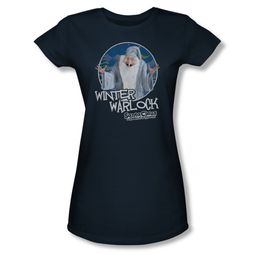 Santa Clause Shirt Juniors Winter Warlock Navy T-Shirt