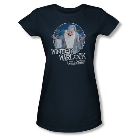 Santa Clause Shirt Juniors Winter Warlock Navy T-Shirt
