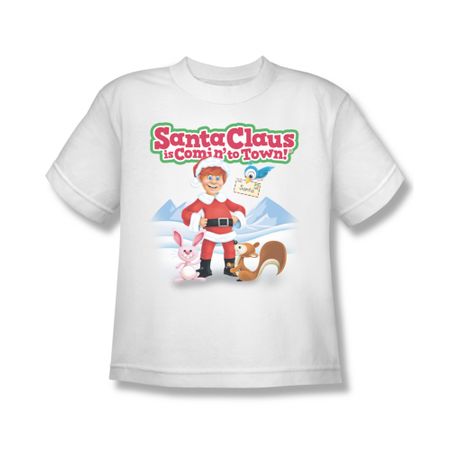 Santa Clause Shirt Kids Animal Friends White T-Shirt