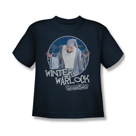 Santa Clause Shirt Kids Winter Warlock Navy T-Shirt