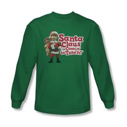 Santa Clause Shirt Logo Long Sleeve Kelly Green Tee T-Shirt