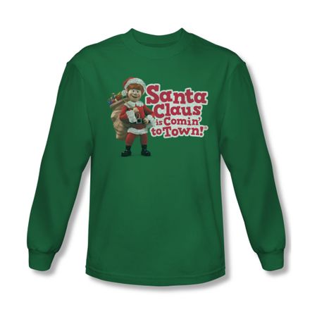 Santa Clause Shirt Logo Long Sleeve Kelly Green Tee T-Shirt