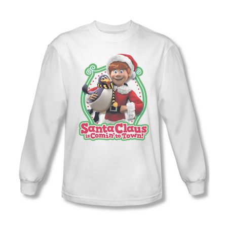 Santa Clause Shirt Penguin Pal Long Sleeve White Tee T-Shirt