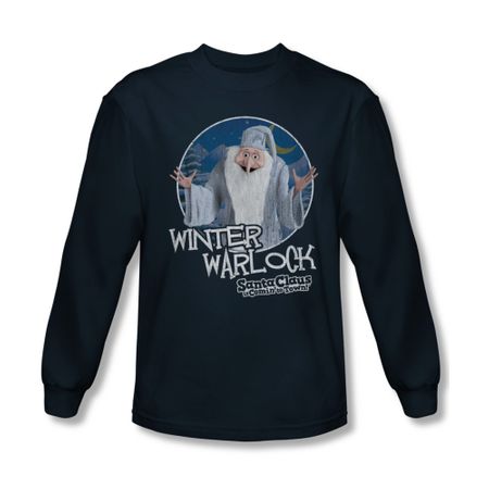 Santa Clause Shirt Winter Warlock Long Sleeve Navy Tee T-Shirt
