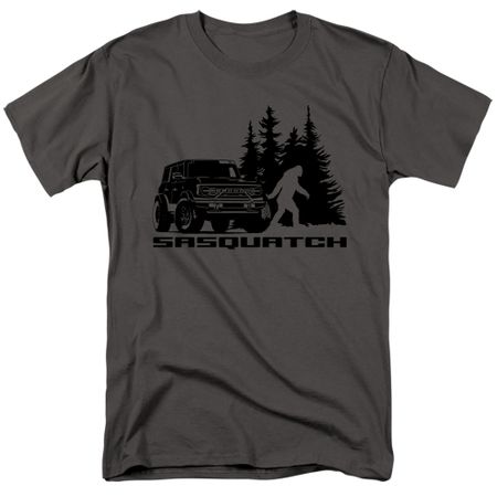 Ford Bronco with Sasquatch Mens T-shirt - Charcoal Grey