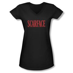 Scarface  Shirt Juniors V Neck Logo Black Tee T-Shirt