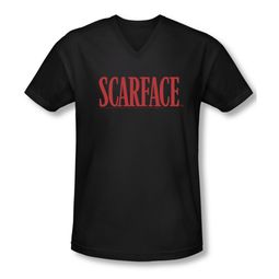 Scarface Shirt Slim Fit V Neck Logo Black Tee T-Shirt