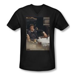 Scarface Shirt Slim Fit V Neck Sit Back Black Tee T-Shirt Scarface Shirt Slim Fit V Neck Sit Back Black Tee T-Shirt