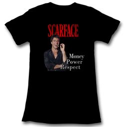 Scarface Shirt Juniors Money Power Respect Black T-Shirt