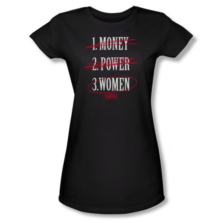 Scarface Shirt Juniors Money Power Women Black Tee T-Shirt
