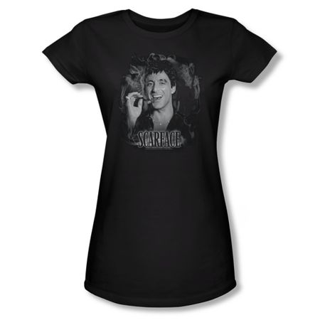 Scarface Shirt Juniors Smokey Scar Black Tee T-Shirt