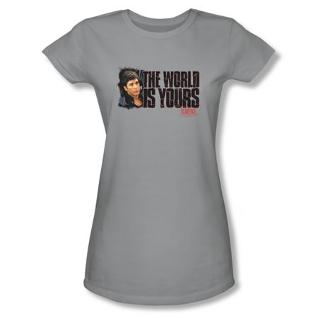 Scarface Shirt Juniors The World Is Yours Silver Tee T-Shirt