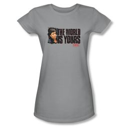 Scarface Shirt Juniors The World Is Yours Silver Tee T-Shirt
