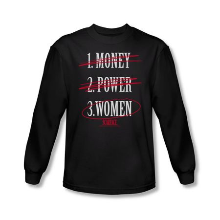 Scarface Shirt Money Power Women Long Sleeve Black Tee T-Shirt