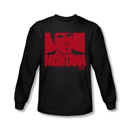 Scarface Shirt Montana Face Long Sleeve Black Tee T-Shirt