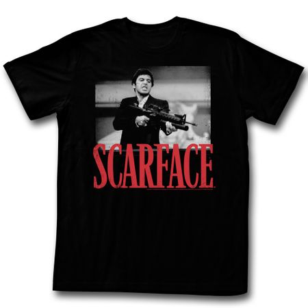 Scarface Shirt Shooting Black and White Black T-Shirt