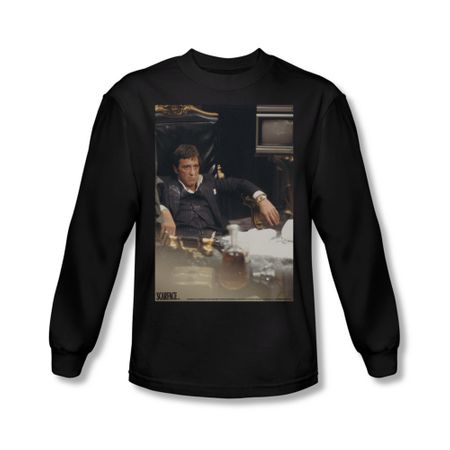 Scarface Shirt Sit Back Long Sleeve Black Tee T-Shirt