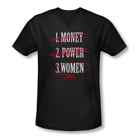 Scarface Shirt Slim Fit V Neck Money Power Women Black Tee T-Shirt
