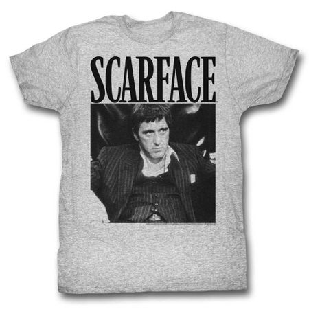 Scarface Shirt Stripped Suit Athletic Heather T-Shirt