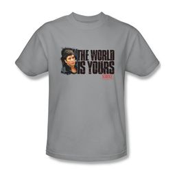 Scarface Shirt The World Is Yours Adult Silver Tee T-Shirt