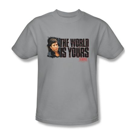 Scarface Shirt The World Is Yours Adult Silver Tee T-Shirt