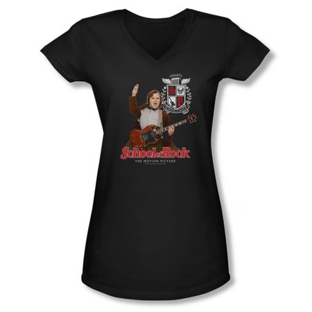 School Of Rock Shirt Juniors V Neck The Teacher Is In Black Tee T-Shirt