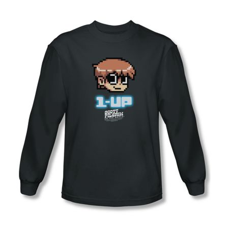 Scott Pilgrim Vs. The World Shirt 1 Up Long Sleeve Charcoal Tee T-Shirt