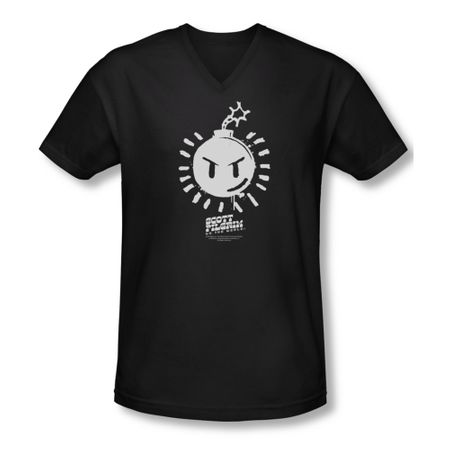 Scott Pilgrim Vs. The World Shirt Slim Fit V Neck Sex Bob Omb Logo Black Tee