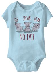See Speak Hear No Evil Funny Baby Romper Blue Infant Babies Creeper See Speak Hear No Evil Funny Baby Romper Blue Infant Babies Creeper