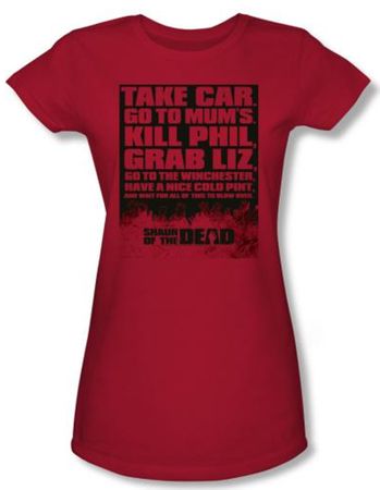 Shaun Of The Dead Juniors T-shirt Movie List Red Tee Shirt