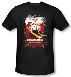 Shaun Of The Dead T-shirt Movie Poster Adult Black Slim Fit Tee Shirt