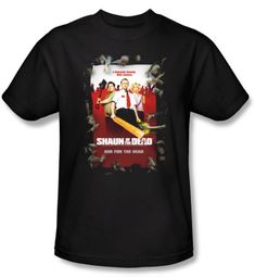 Shaun Of The Dead T-shirt Movie Poster Adult Black Tee Shirt