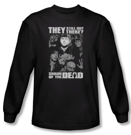 Shaun Of The Dead T-shirt Still Out There Adult Black Long Sleeve