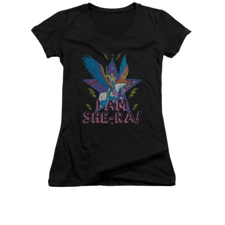 She-Ra Shirt Juniors V Neck I Am She Ra Black Tee T-Shirt