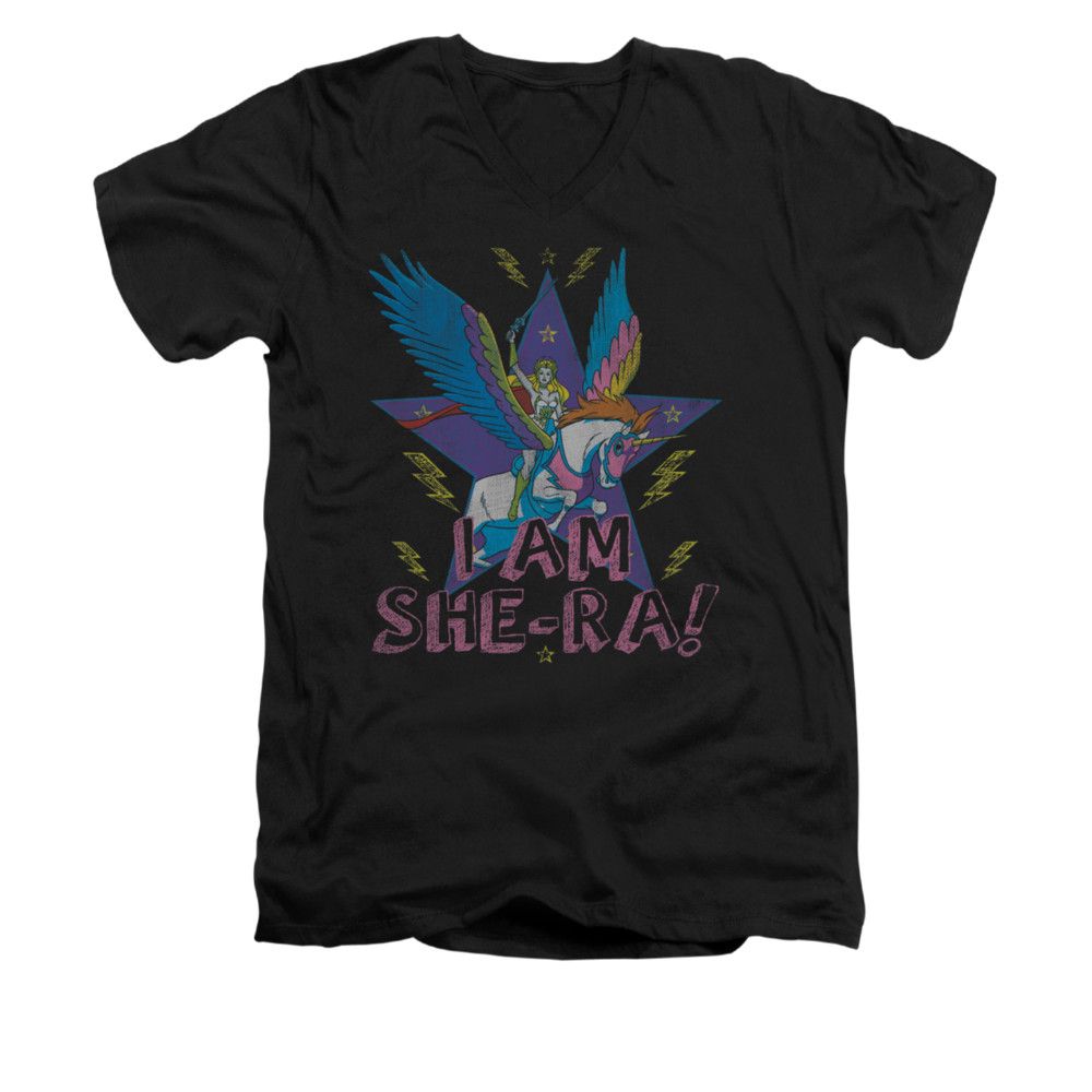 She-Ra Shirt Slim Fit V-Neck I Am She Ra Black Tee T-Shirt - She-Ra I ...