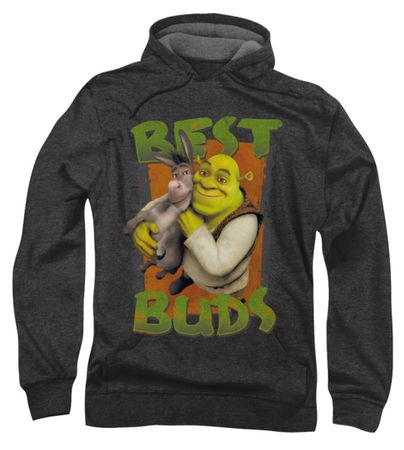 Shrek Hoodie Sweatshirt Best Buds Charcoal Adult Hoody Sweat Shirt
