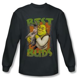 Shrek Shirt Best Buds Long Sleeve Charcoal Tee T-Shirt Shrek Shirt Best Buds Long Sleeve Charcoal Tee T-Shirt