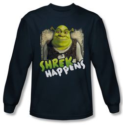 Shrek Shirt Happens Long Sleeve Navy Blue Tee T-Shirt