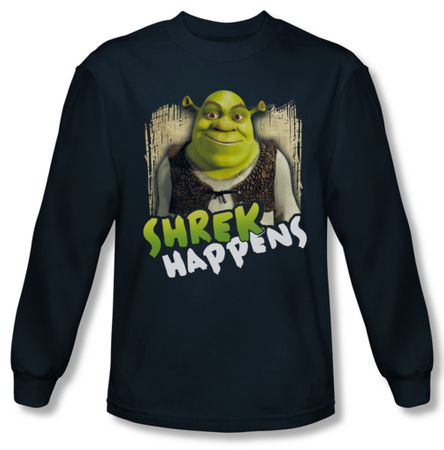 Shrek Shirt Happens Long Sleeve Navy Blue Tee T-Shirt