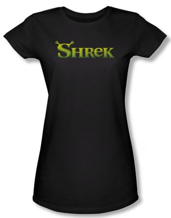Shrek Shirt Juniors Logo Black Tee T-Shirt