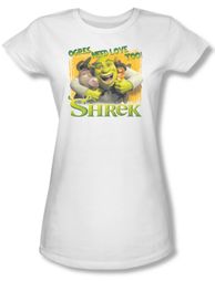Shrek Shirt Juniors Ogres Need Love White Tee T-Shirt