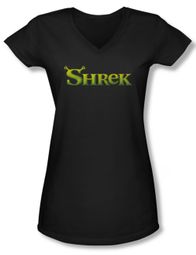 Shrek Shirt Juniors V Neck Logo Black Tee T-Shirt Shrek Shirt Juniors V Neck Logo Black Tee T-Shirt