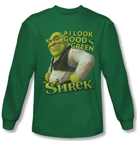 Shrek Shirt Looking Good Long Sleeve Kelly Green Tee T-Shirt