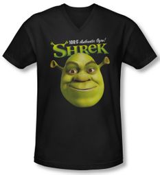 Shrek Shirt Slim Fit V Neck Authentic Ogre Black Tee T-Shirt