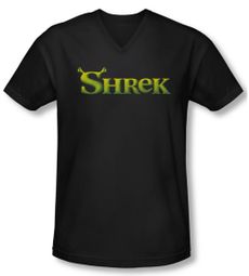 Shrek Shirt Slim Fit V Neck Logo Black Tee T-Shirt Shrek Shirt Slim Fit V Neck Logo Black Tee T-Shirt